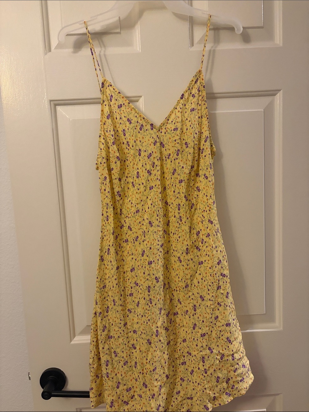 Favorite Daughter Yellow Floral Mini Dress with Purple Print